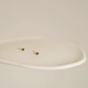 Tiny and Simple Dainty Green and Golden Ear Studs